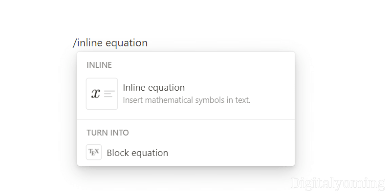 輸入 /Inline equation