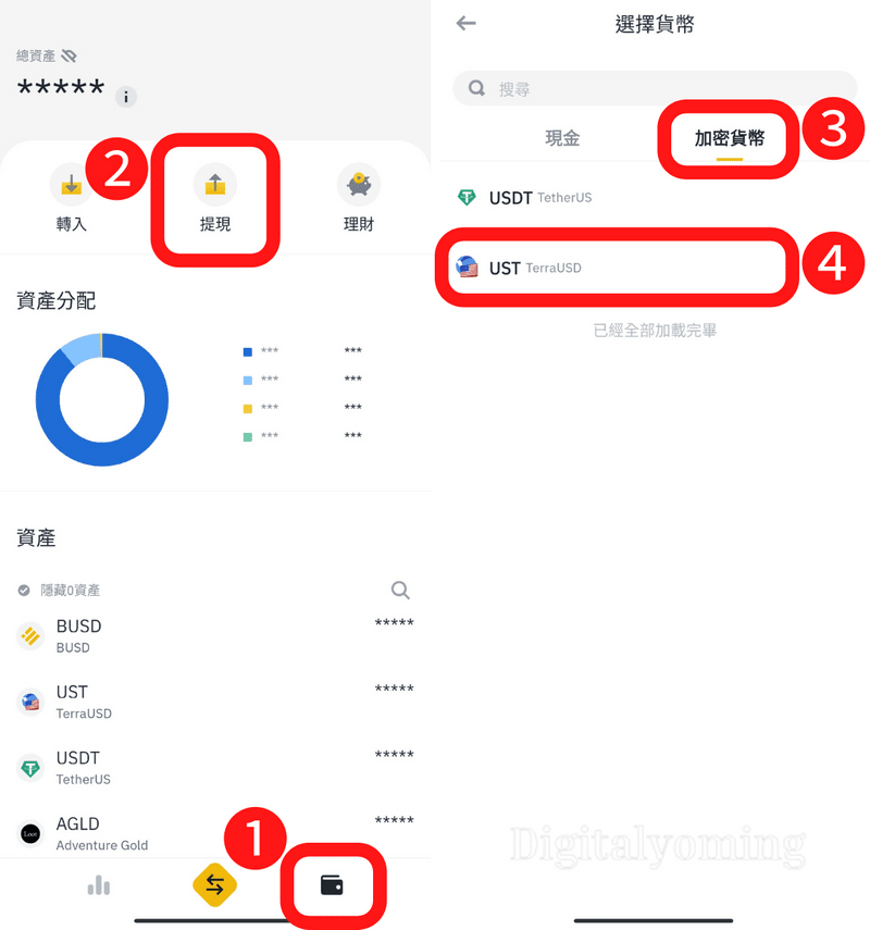 Binance 幣安手機APP版錢包提現功能 Binance 幣安手機APP版錢包提現功能