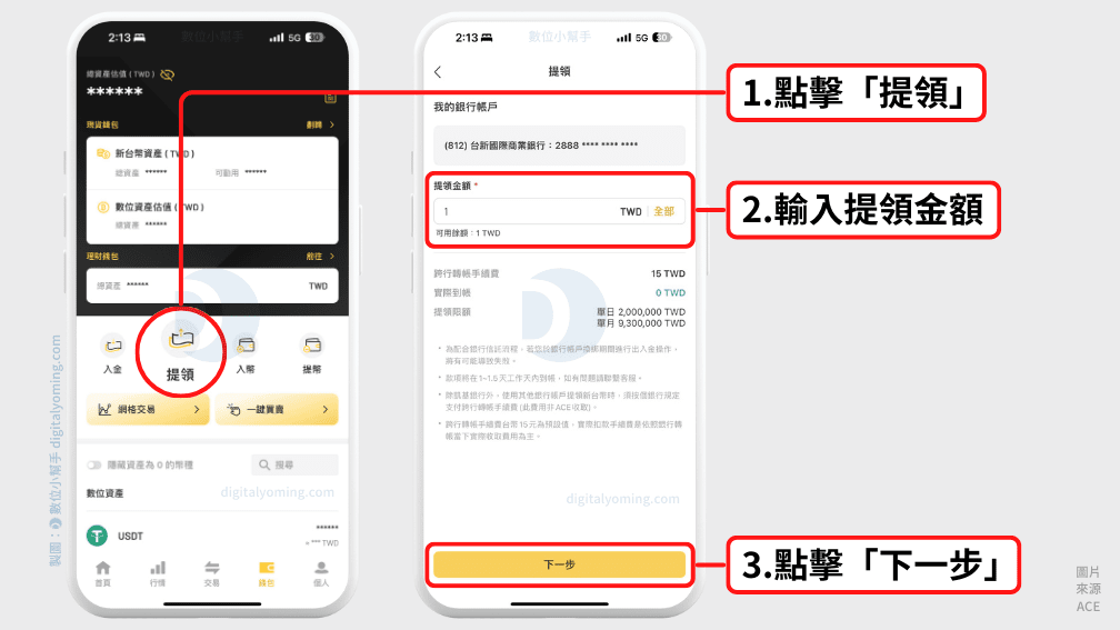 ACE提領出金台幣