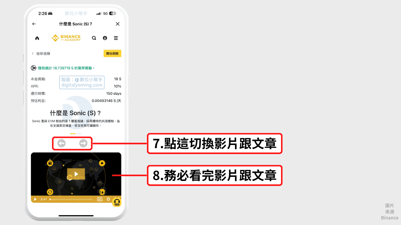 必須將影片跟文章都觀看完畢
