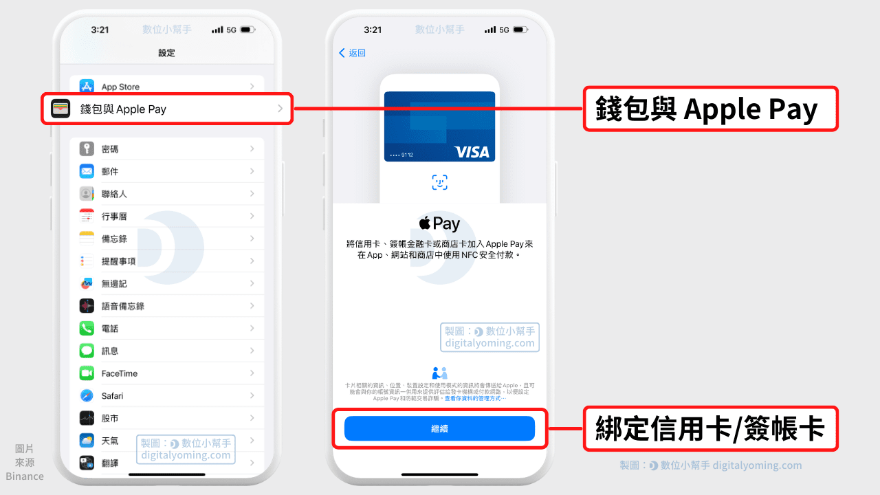 先將 Apple Pay 綁定付款卡