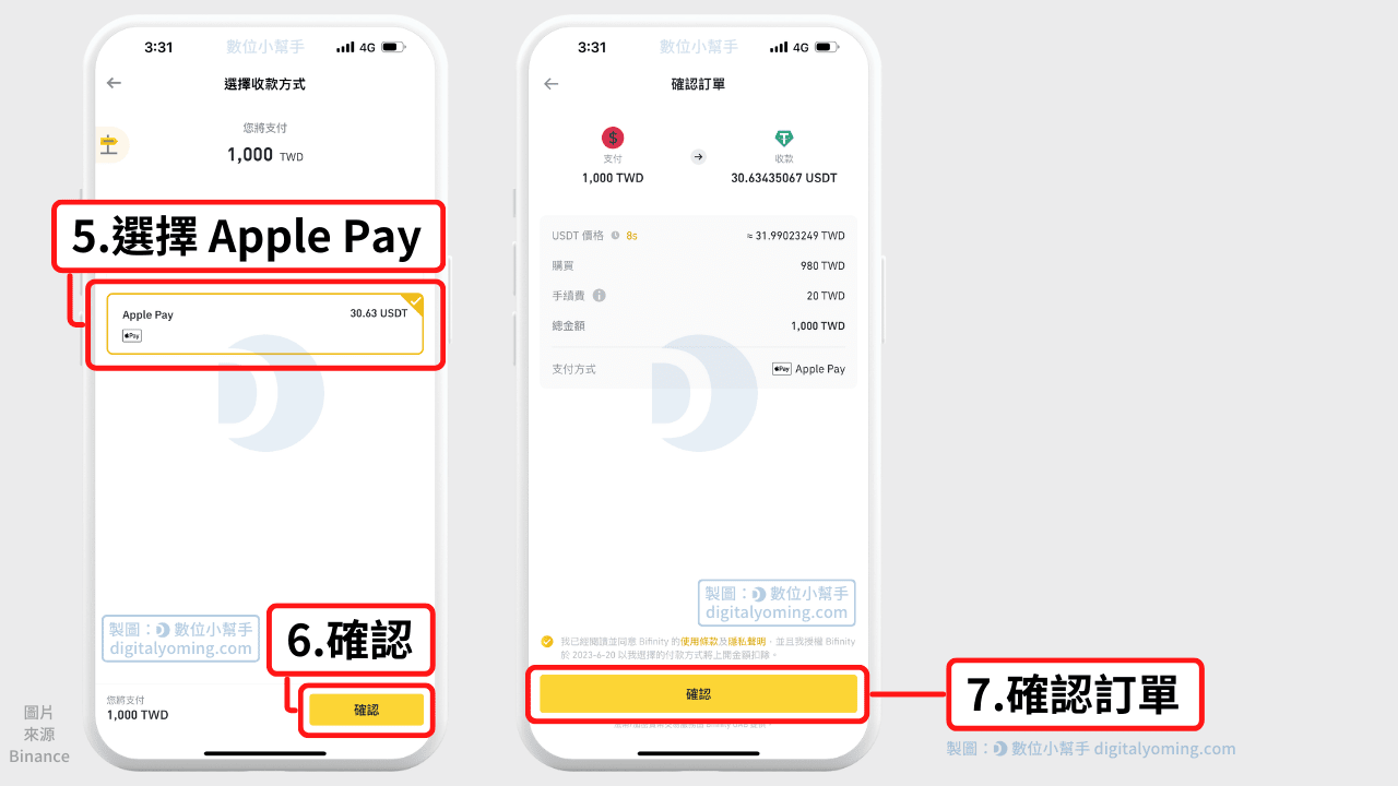 以 Apple Pay 付款並確認訂單