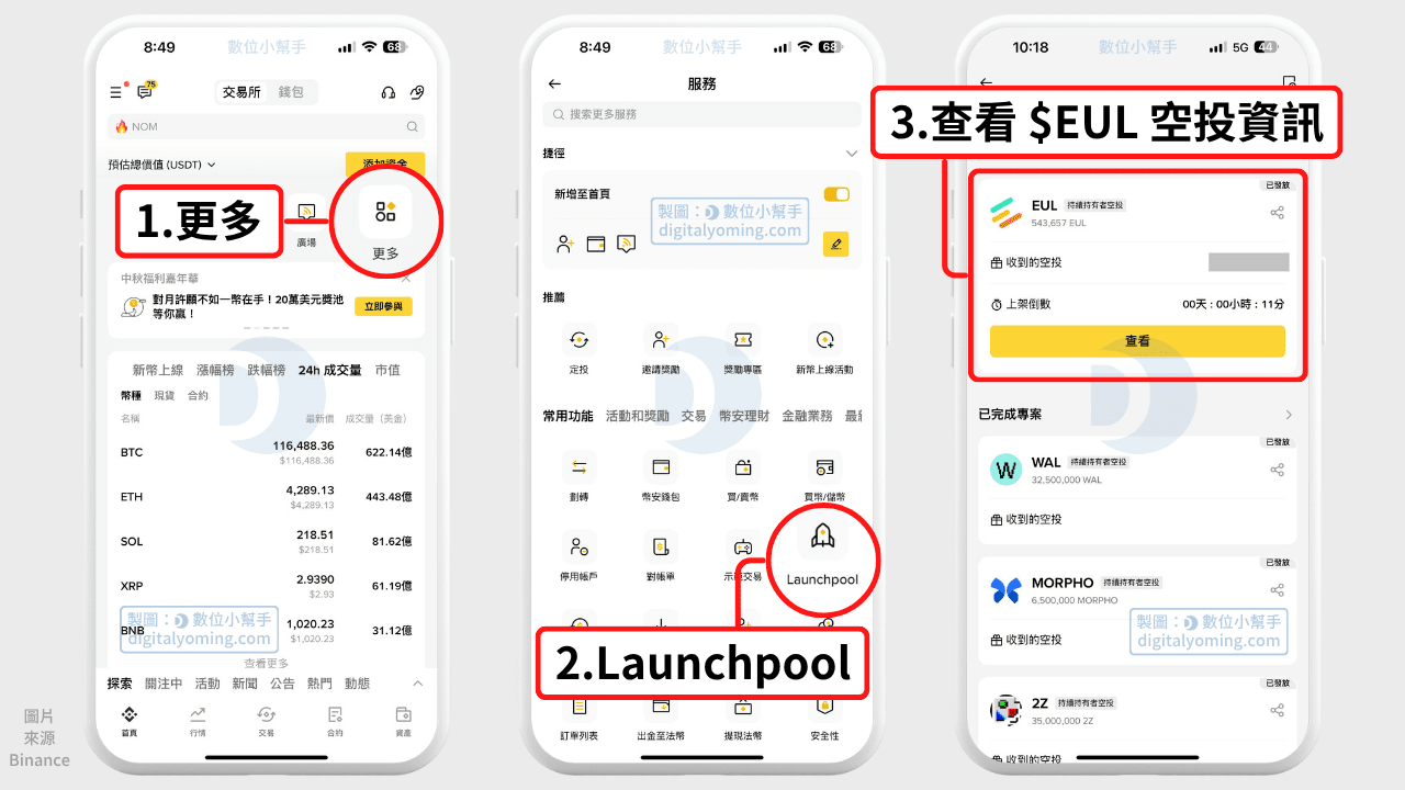 查看 EUL 空投資訊