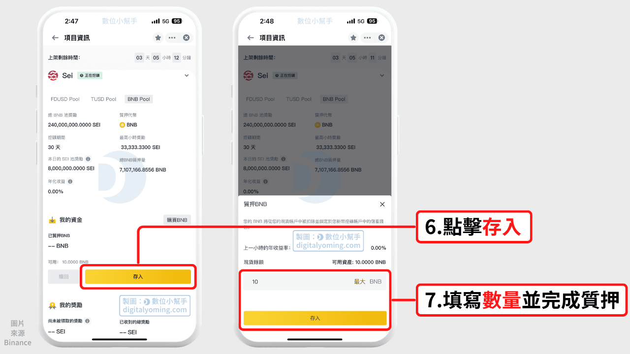 填寫質押數量