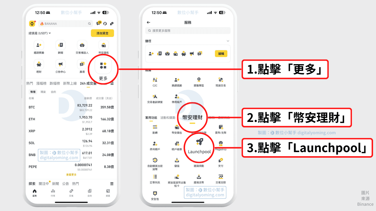 前往 Binance launchpool