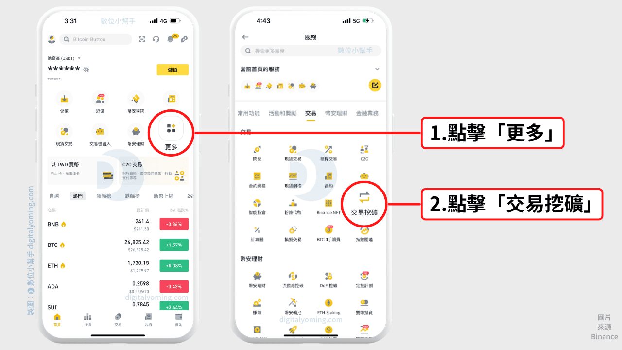 前往幣安交易挖礦