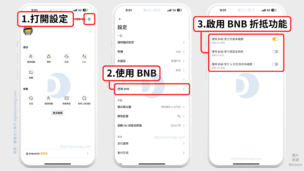 啟用 BNB 折抵功能