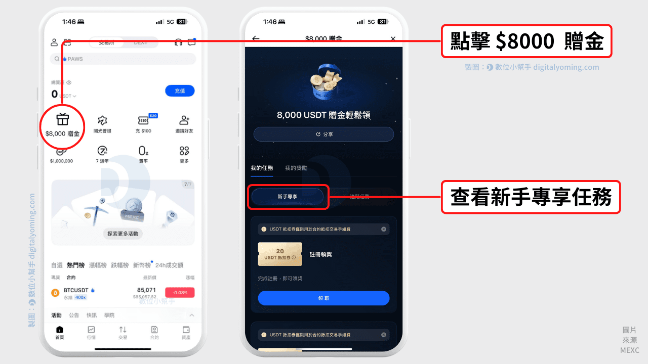 MEXC贈金8000 USDT任務