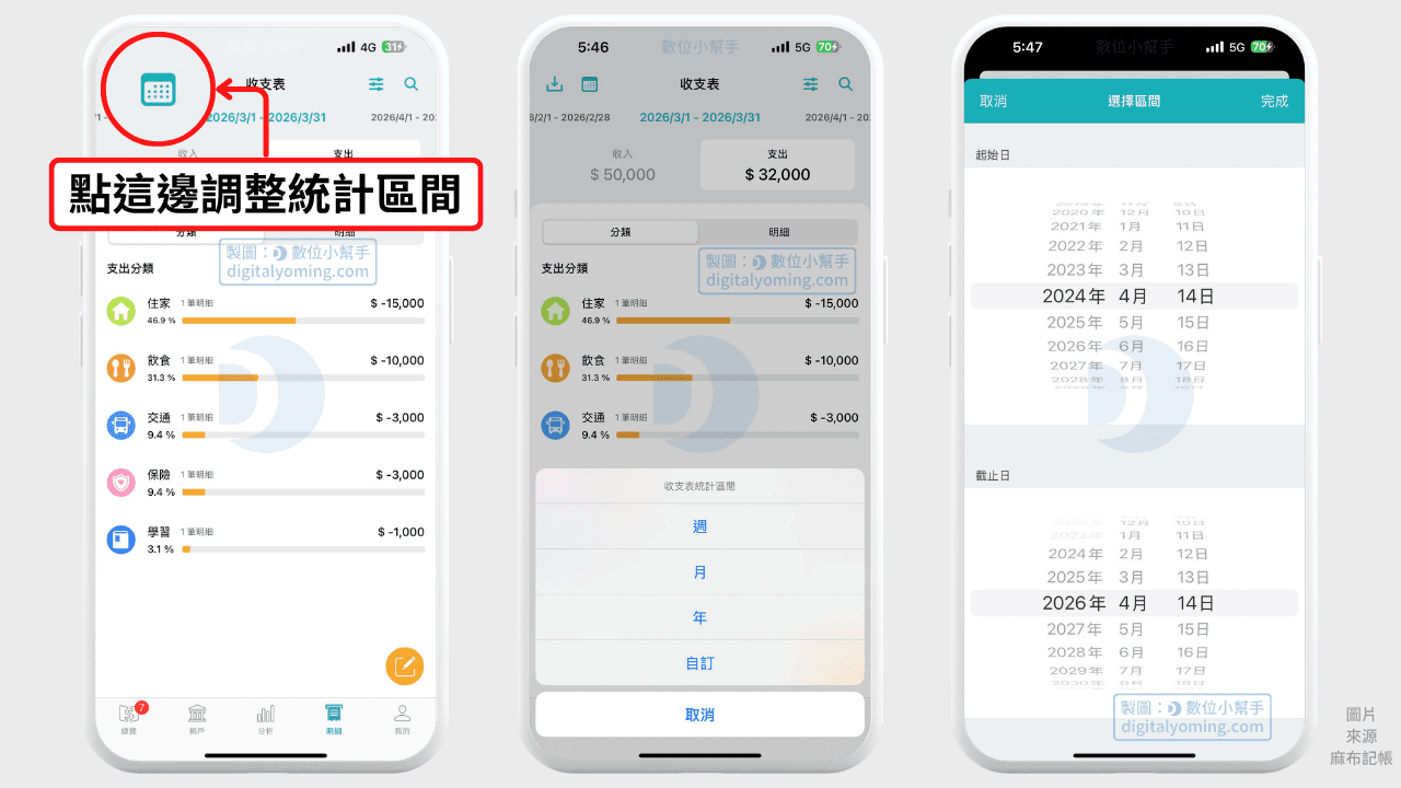 Moneybook 麻布記帳統計區間