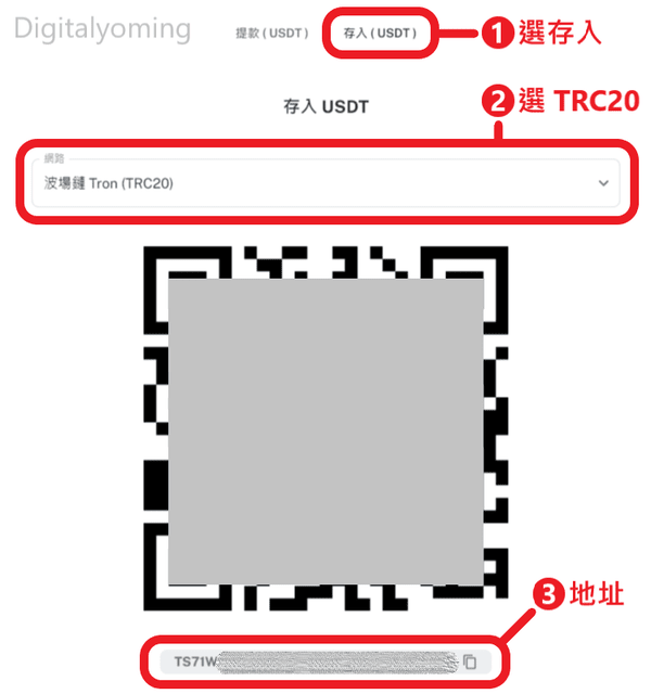 取得 USDT-TRC20 地址 取得 USDT-TRC20 地址